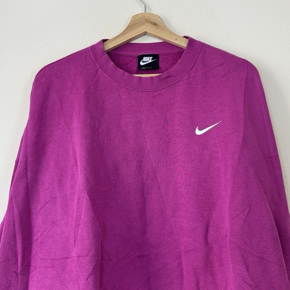 Women's Nike Swoosh Logo Crew Crop Violet Purple Sweatshirt - Large - Picture 2 of 4